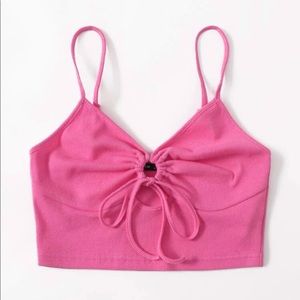 Women’s Small Pink Cropped Ribbed Tank Top